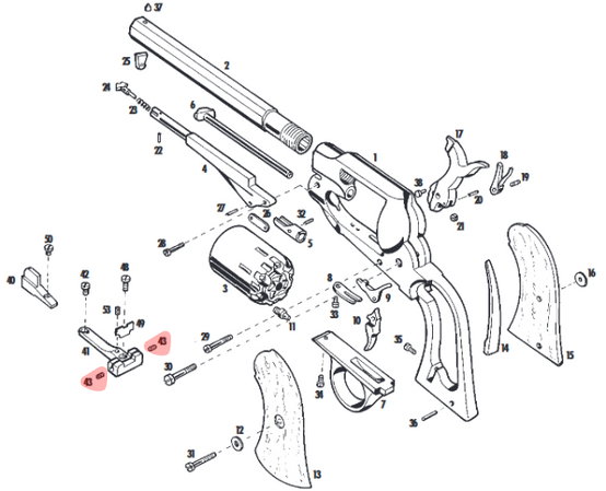Pietta Remington New Model Army Target 1858 bow tie adjustment screw, Remington New Model Navy Target 1858 (3539)