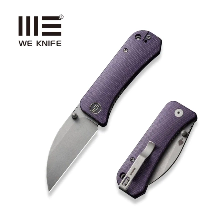 WE Knife Banter Wharncliffe Purple Canvas Micarta, Gray Stonewashed CPM S35VN by Ben Petersen (WE19068J-2)