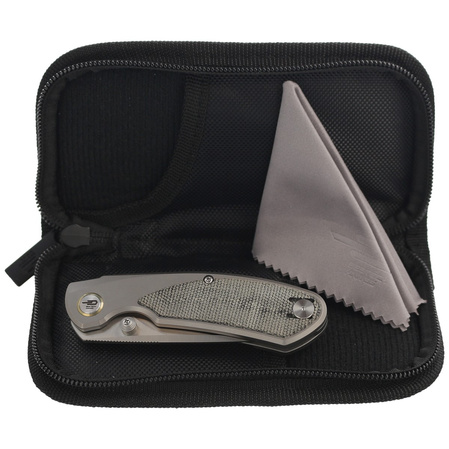 Bestech Lito Knife Grey Titanium / Black Canvas Micarta, Satin M390 by Ostap Hel (BT2307A)