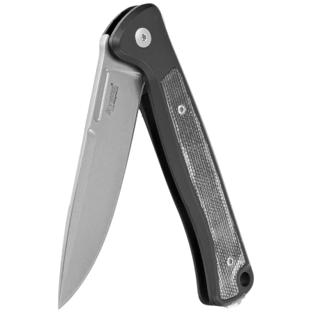Nóż składany LionSteel Skinny Black Aluminium/Black Canvas Micarta, Stonewashed MagnaCut by Molletta (SK01A BS)