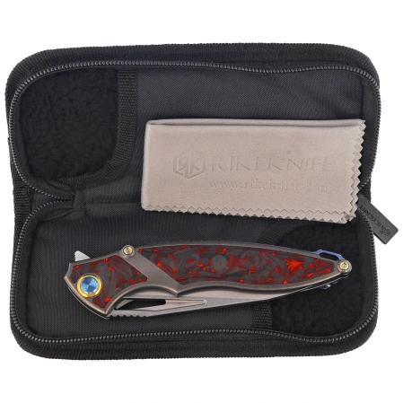 Rike Knife RK 1902 R/CF Titanium/Red Carbon Fiber, Bead Blasted M390