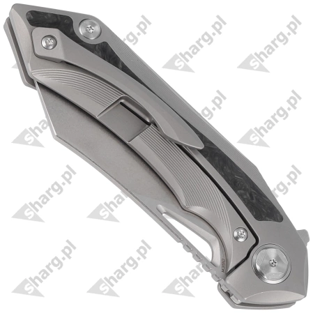 Nóż składany Bestech Kasta Grey Titanium / Marble Carbon Fiber, Mirror Stonewash M390 by Kombou (BT1909A)