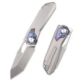 Nóż składany Remette RT-Peregrine Falcon Gray/Thunder Lightning Titanium, Hand Fine Grinding Pearlescent M390 (RTT1-GX)