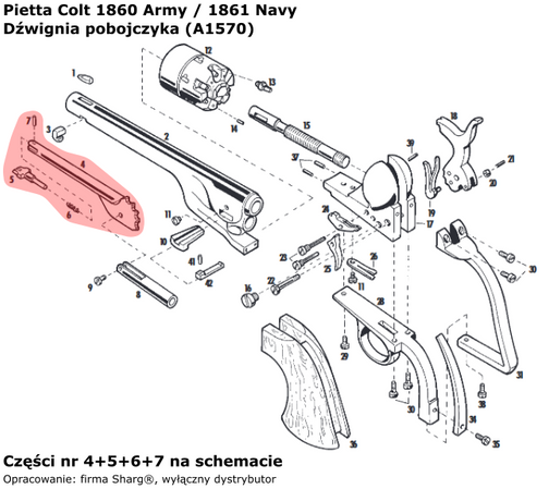 Colt Army 1860, Colt Navy 1861 (A1570) lever of the Colt Army 1860, Colt Navy 1861 (A1570)