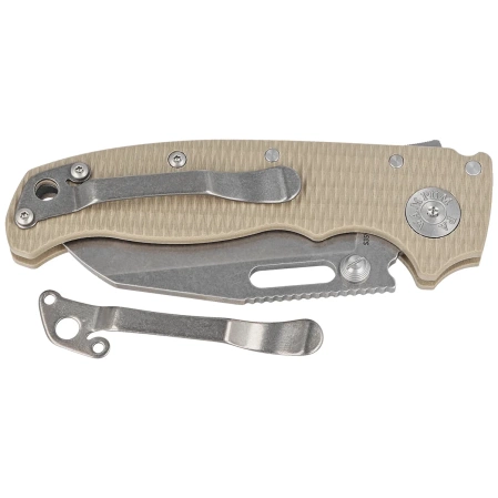 Demko AD20.5 Shark Foot Knife Coyote Tan G10, Stonewashed CPM S35VN by Andrew Demko (205-S35-SFCT)