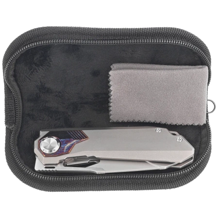 Nóż składany Remette RT-Peregrine Falcon Gray/Thunder Lightning Titanium, Hand Fine Grinding Pearlescent M390 (RTT1-G)