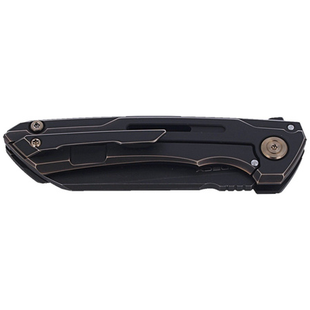 WE Knife Mini Buster Antique Bronze Titanium, Black Stonewashed CPM 20CV by Snecx Tan (2003B)