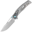 Reate GTR Knife Bead Blasted Titanium/Zirconium Inlay, HW Ti-Blue Clip, Hand Satin M390