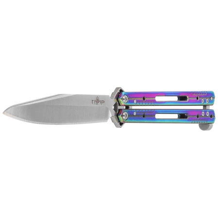 Nóż motylkowy Third Decor Habitat Balisong Rainbow Titanium Stainless Steel, Satin 420 (K2920W)