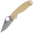 Spyderco Para 3 Knife Brown Canvas Micarta, Satin Cru-Wear by Sal and Eric Glesser (C223MPCW)