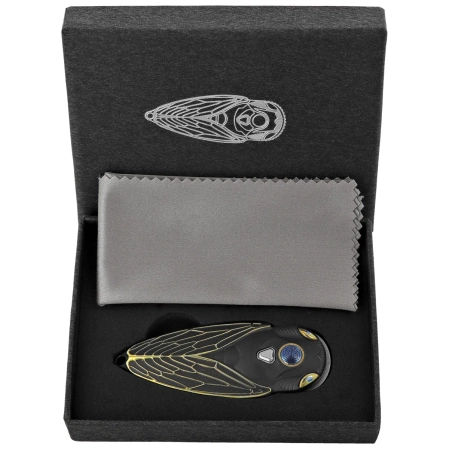 Nóż składany Rike Knife RK Cicada-DG Dark Gray / Gold Titanium, Bead Blasted M390