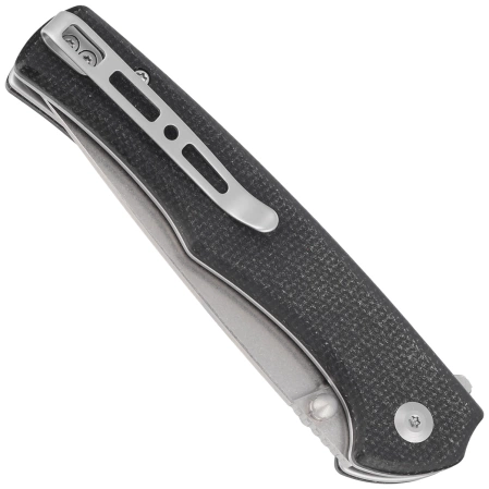 Sencut Crowley Black Micarta, Stonewashed D2 (S21012-2)