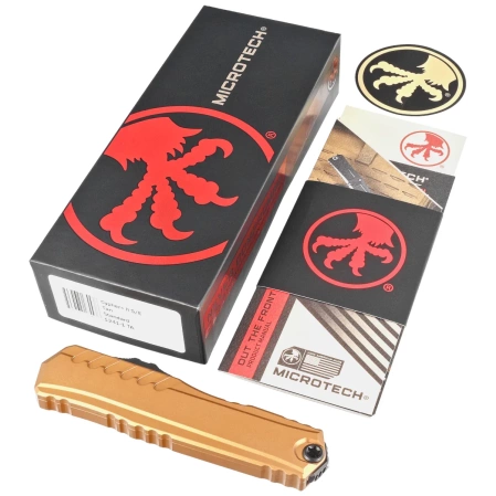 Nóż automatyczny OTF Microtech Cypher II S/E Tan Aluminium, Black M390MK by Deryk Munroe i Tony Marfione (1241-1TA)