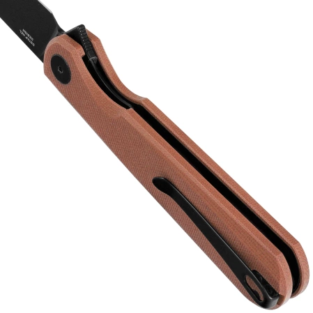 Bestechman Flick Knife Brown G10, Black PVD D2 by Ostap Hel (BMK13G)