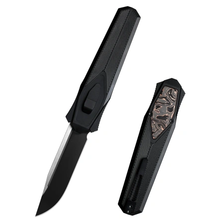 Remette RT-Swordfish CP Knife Black Aluminum/Copper Carbon Fiber, Titanium Black S35VN (ZL103D13)