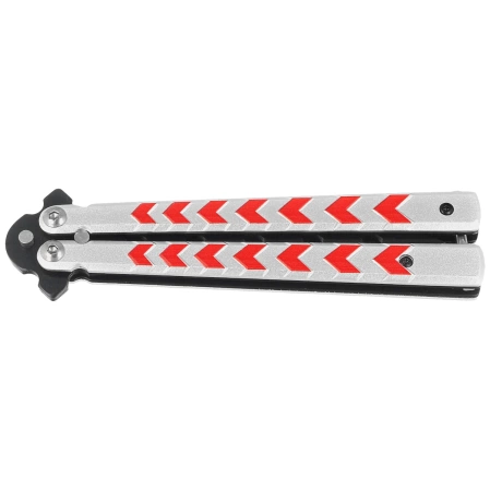 Third Decor Habitat Balisong Training Knife White/Red Aluminium, Black 420 (K2813-2)
