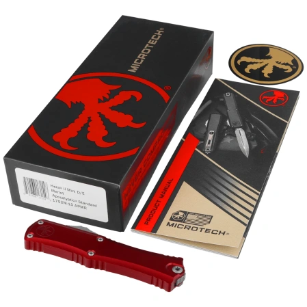 Microtech Hera II Mini D/E OTF Knife Merlot Aluminium, Apocalyptic M390MK by Tony Marfione (1702M-10APMR)
