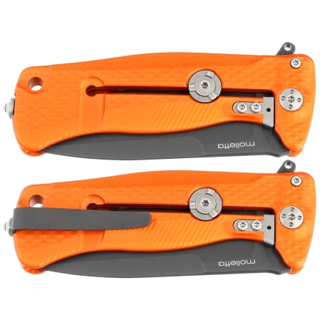 LionSteel SR22A Orange Aluminum, Black Sleipner by Molletta Knife (SR22A OB)