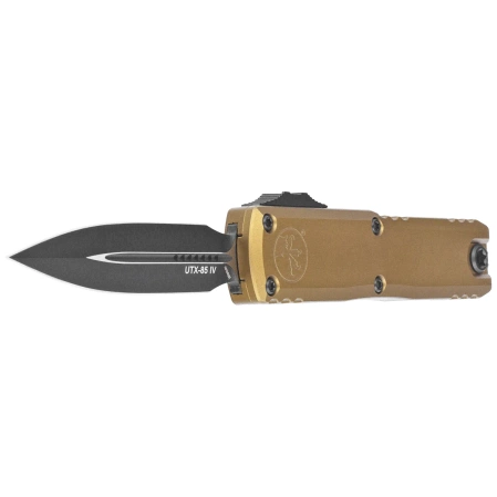 Microtech UTX-85 Gen IV D/E OTF Knife Tan Aluminum, Black M390MK by Tony Marfione (12324-1TA)