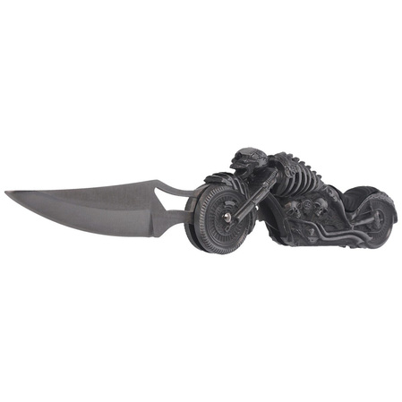 Martinez Albainox Moto Skeleton Knife with Flashlight Gray Zamak, Laser Ornament 3Cr13Mov (18063)