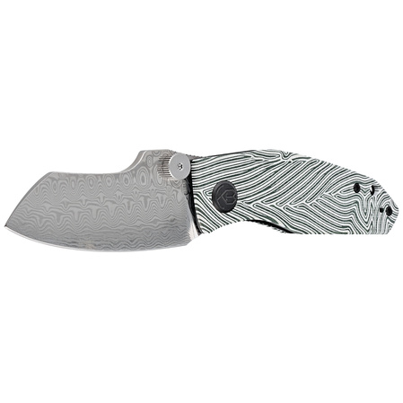 Kubey Knife Monsterdog White/Green G10, Damascus by Dmitry Osarenko (KU337E)