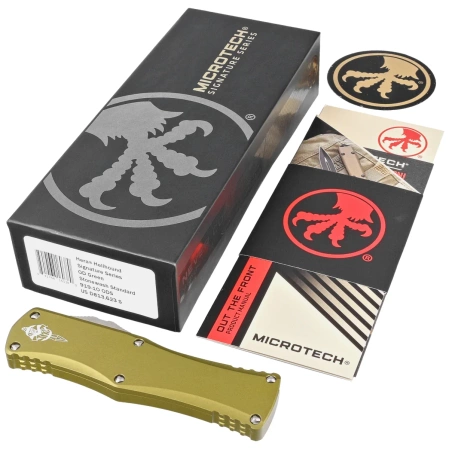 Nóż automatyczny OTF Microtech Hera Hellhound T/E Signature OD Green Aluminum, Stonewashed M390 by Tony and Sean Marfione