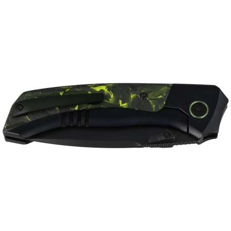 Remette RT-Steed Knife Black Titanium/Black-Green Carbon Fiber, Black DLC M390 (RTWS-BH)