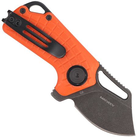 BlackFox Puck Orange G10, Black Stone Washed D2 by Grigorii Matveev knife (BF-761 OR)