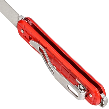 Fox Vulpis Grenade Pattern Red Aluminum Knife, Polished N690Co (FX-VPGP130 RD)