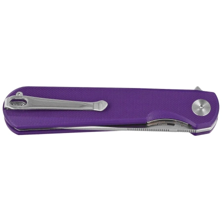 Bestechman Flick Knife Purple G10, Satin/Stonewashed D2 by Ostap Hel (BMK13B)