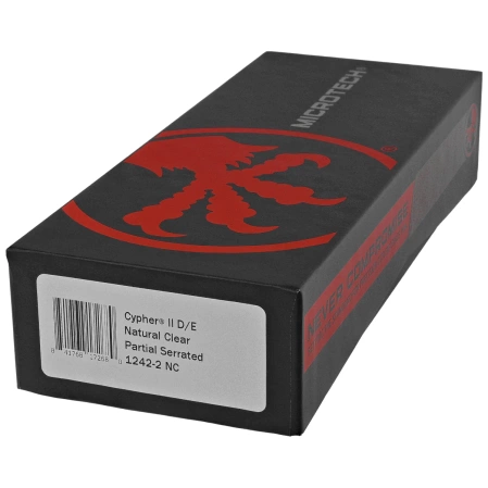 Nóż automatyczny OTF Microtech Cypher II D/E Natural Clear Aluminium, Black P/S M390MK by Deryk Munroe and Tony Marfione (1242-2NC)