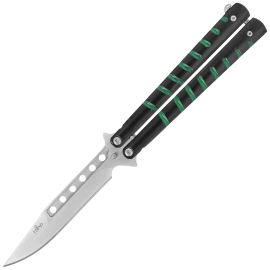 Nóż motylkowy Third Decor Habitat Balisong Black/Green Stainless Steel, Satin (16071V)