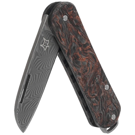 Fox Vulpis 108 LE No 123/250 Dark Matter Fat Carbon, Super Clean Damascus by Balbach Damast Pocket Knife (FX-VPDAM108 DMCO)