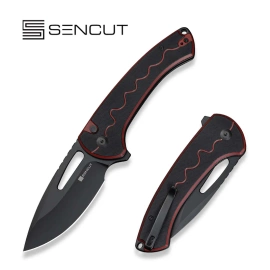 Sencut Squiggy Knife Burgundy / Black G10, Black 9Cr18MoV (S24082A-3)