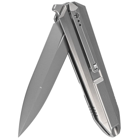 WE Knife Diatomic Polished Bead Blasted Titanium, Polished Bead Blasted CPM 20CV (WE22032-2)