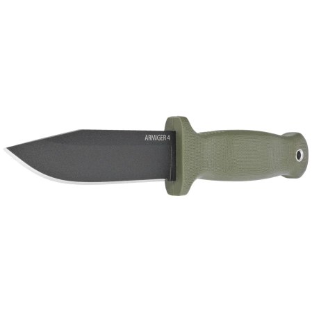 Demko Armiger 4 Clip Point Knife OD Green TPR, Black Powder Coated 80CrV2 by Andrew Demko (ARM4-80CrV2-OD-CLP)