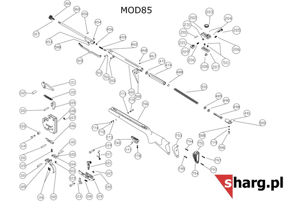 Śruba mocująca kabłąk przednia Hatsan MOD 33 - 155, Dominator 200, Striker, Proxima (777)