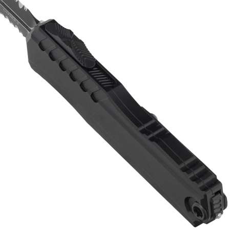 Microtech Cypher II D/E OTF Knife Black Aluminum, Tactical P/S M390MK by Deryk Munroe and Tony Marfione (1242-2T)