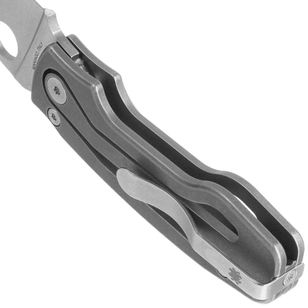 Spyderco Pits 2 Slipit Knife Gray Titanium, Satin M398 by Mike Read (C269TIP)