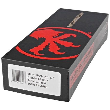 Microtech Stitch Ram-Lok S/E Knife Black Fluted G10, Black P/S M390MK by Sebastijan Berenji and Tony Marfione (169RL-2FLGTBK)