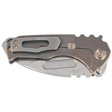 Medford Praetorian Genesis T Drop Point, Blue Titanium, Bronze HW, Std Clip, NP3 Breaker, Tumbled S45VN (MK029STD-37A1-T1CS-BN)