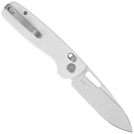Kubey Bluff Knife White G10, Sandblasted 14C28N by Garet Caronna (KU248C)