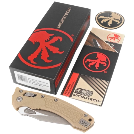 Microtech Amphibian Ram-Lok S/E Knife Frag Tan G10, Apocalyptic P/S M390MK by Tony Marfione (137RL-11APFRGTTA)