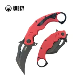 Kubey Wrath Red G10, Blackwashed 14C26N by MUZI Design (KU261H)