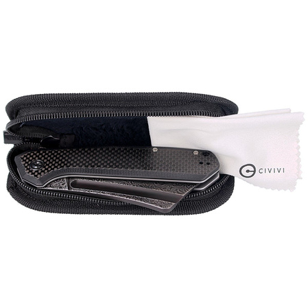 CIVIVI Knife Bullmastiff Twill Carbon Fiber / Black G10, Black Damascus (C2006DS-1)