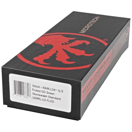 Nóż składany Microtech Stitch Ram-Lok S/E OD Green Fluted Aluminium, Stonewashed M390MK by Borka Blades and Tony Marfione (169RL-10FLOD)