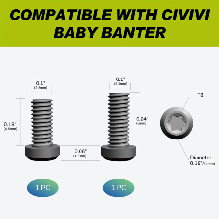 Civivi Stonewashed Gray Titanium clip and screw set for Civivi Baby Banter (T003A)