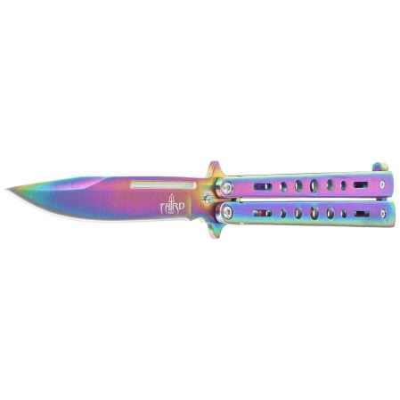 Third Decor Habitat Balisong Rainbow Stainless Steel, Rainbow 420 Butterfly Knife (K2099)