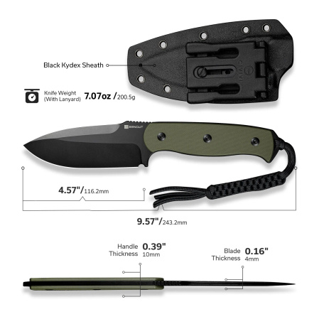 Nóż Sencut Toxodon OD Green G10, Black 9Cr18MoV (S24036-2)
