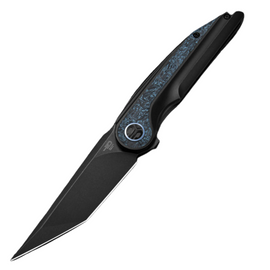 Bestech Blind Fury Knife Black Stonewashed Titanium / Sky Blue Marble CF, Black Stonewashed M390 by Kombou (BT2303D)